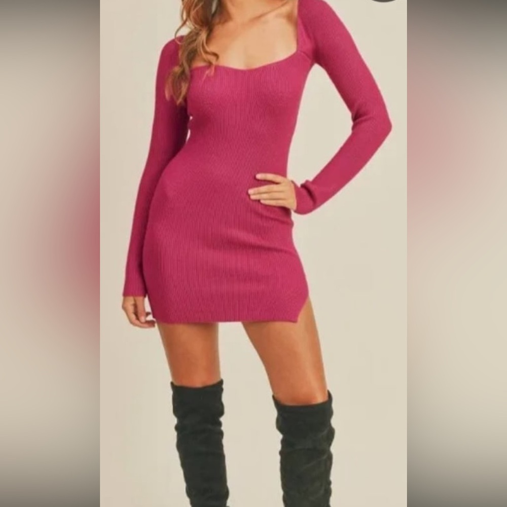EUC Mable medium ribbed mini dress pink